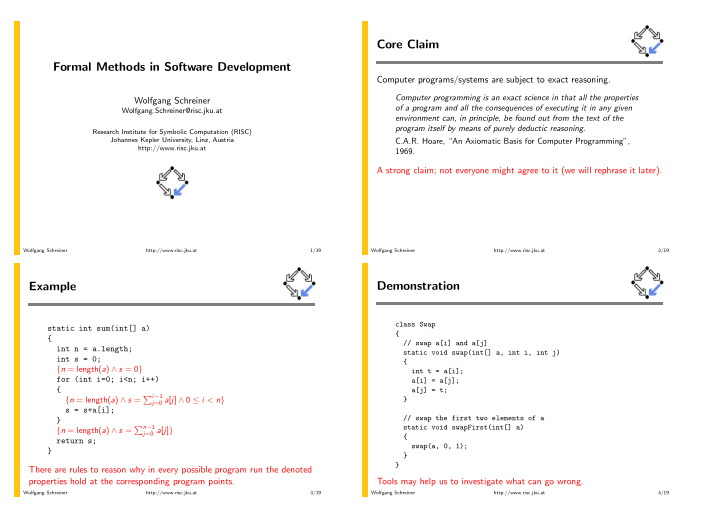 core claim formal methods in software development