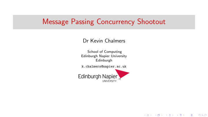 message passing concurrency shootout