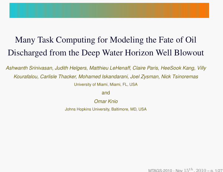 many task computing for modeling the fate of oil