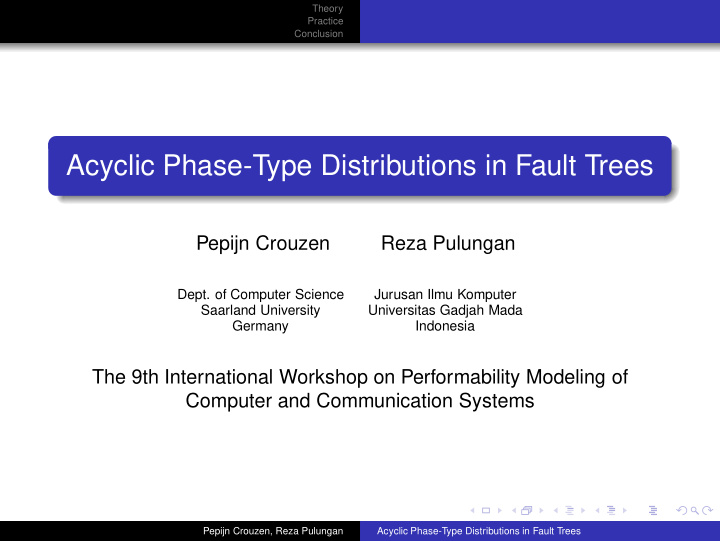 acyclic phase type distributions in fault trees