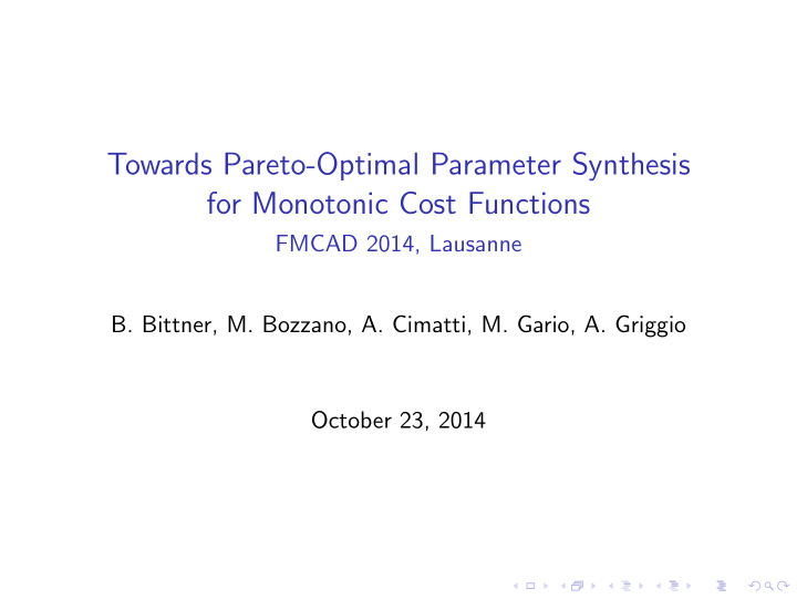 towards pareto optimal parameter synthesis for monotonic