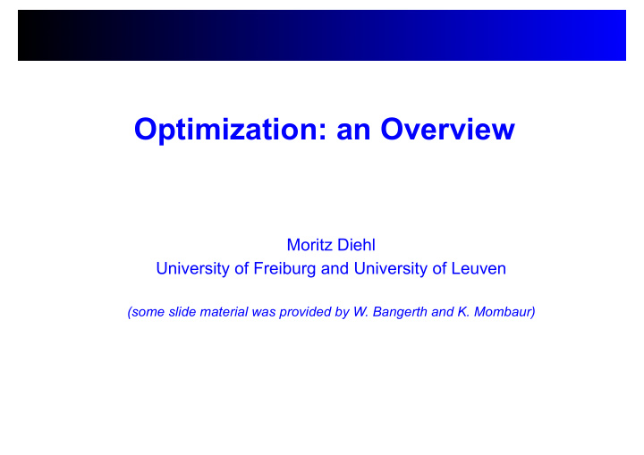 optimization an overview