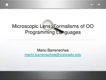 Programming Languages  Mario Barrenechea  mario.barrenechea@colorado.edu  What does OO mean?