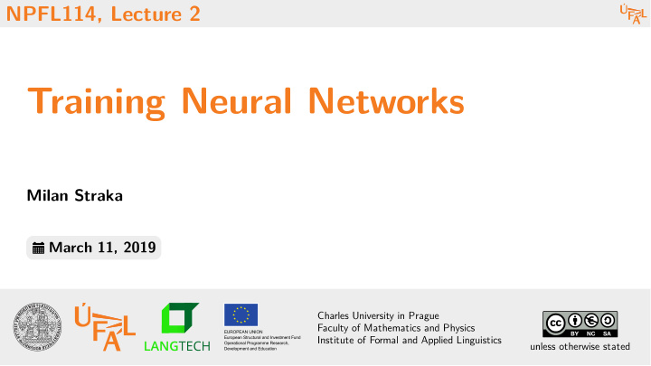 training neural networks