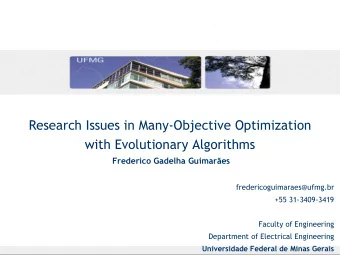 Research Issues in Many-Objective Optimization  with Evolutionary Algorithms  Frederico Gadelha