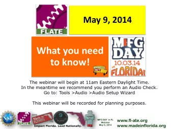 What you need  to know!  The webinar will begin at 11am Eastern Daylight Time.  In the meantime we