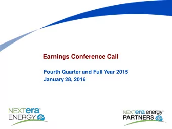 Earnings Conference Call  Fourth Quarter and Full Year 2015  January 28, 2016  Cautionary