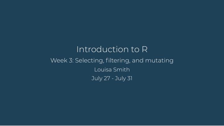 introduction to r