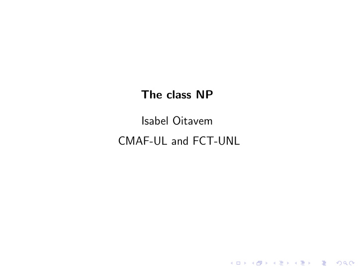 the class np isabel oitavem cmaf ul and fct unl recursion