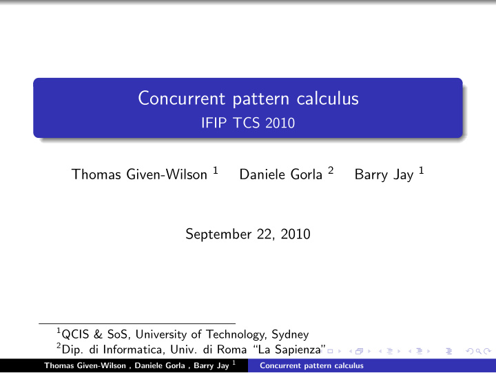 concurrent pattern calculus