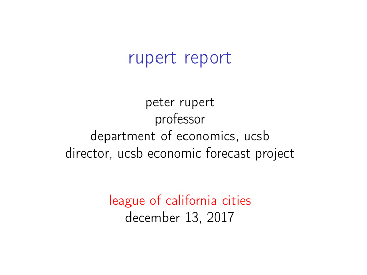 rupert report