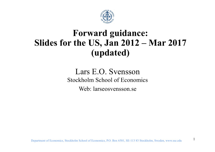 forward guidance slides for the us jan 2012 mar 2017