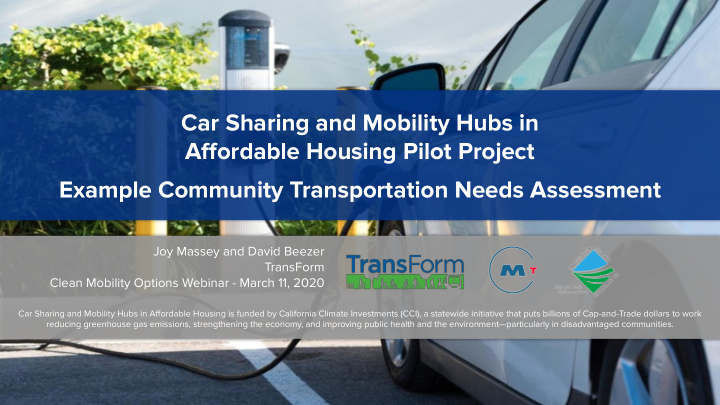 car sharing and mobility hubs in affordable housing pilot