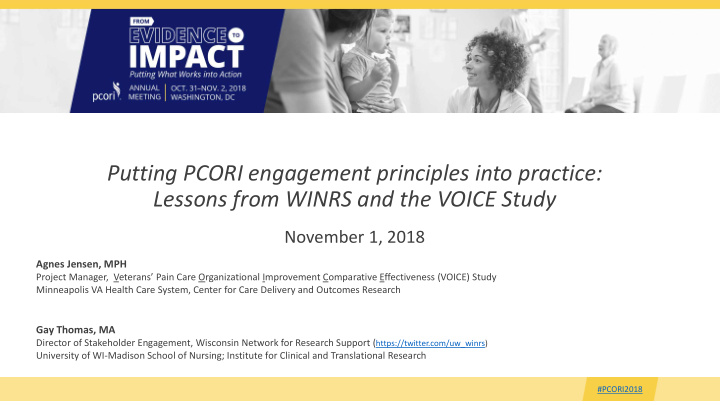 putting pcori engagement principles into practice lessons