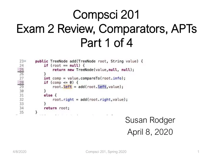 compsci 201 201 exam 2 2 re review c compar arat ator ors