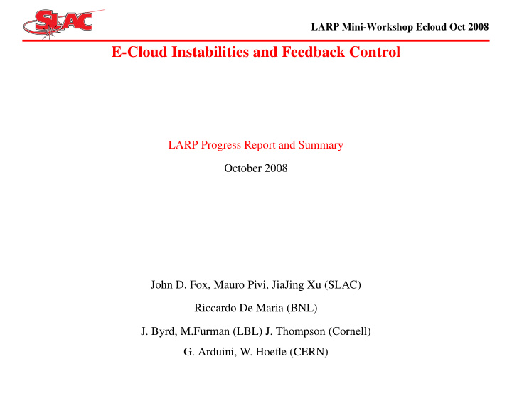 e cloud instabilities and feedback control