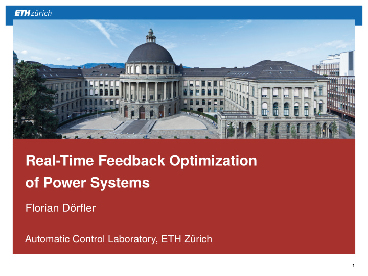 real time feedback optimization of power systems