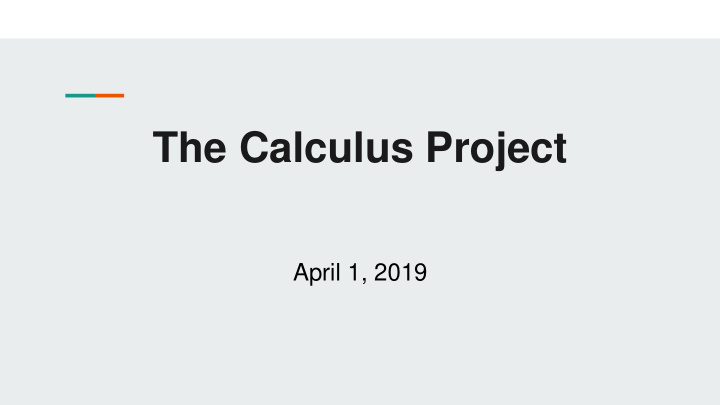 the calculus project