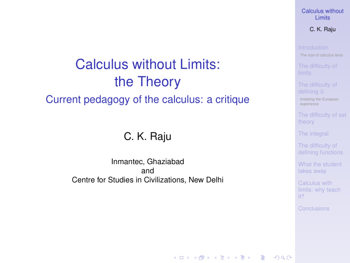 calculus without limits