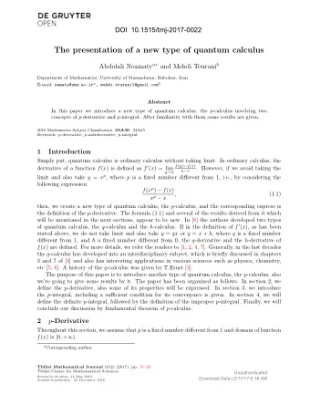 The presentation of a new type of quantum calculus Abdolali Neamaty a  and Mehdi Tourani b