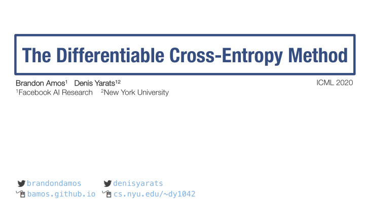the differentiable cross entropy method
