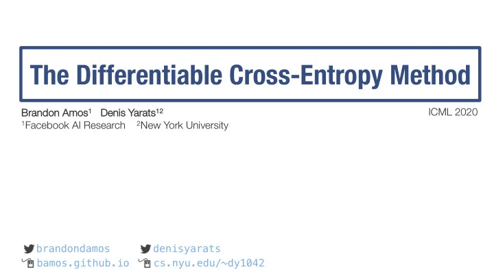 the differentiable cross entropy method