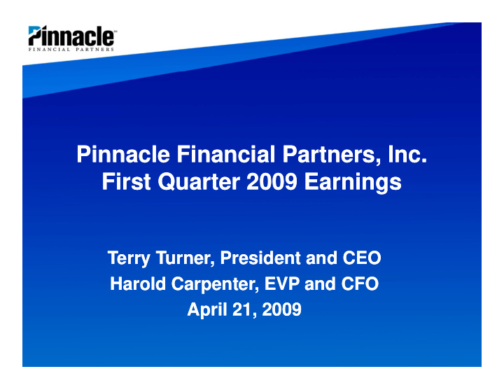 pinnacle financial partners inc pinnacle financial