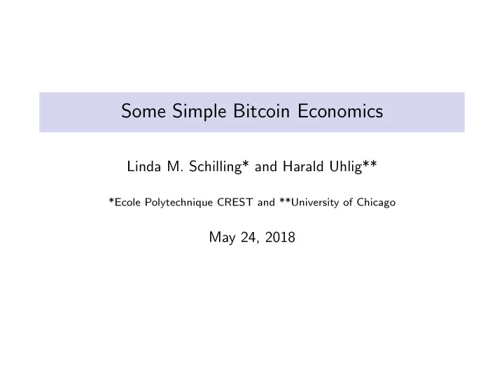 some simple bitcoin economics