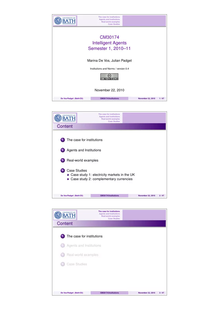 cm30174 intelligent agents semester 1 2010 11