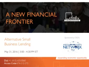 @CFED  facebook.com/CFEDNews  cfed.org/blog/inclusiveeconomy  @CFED  facebook.com/CFEDNews