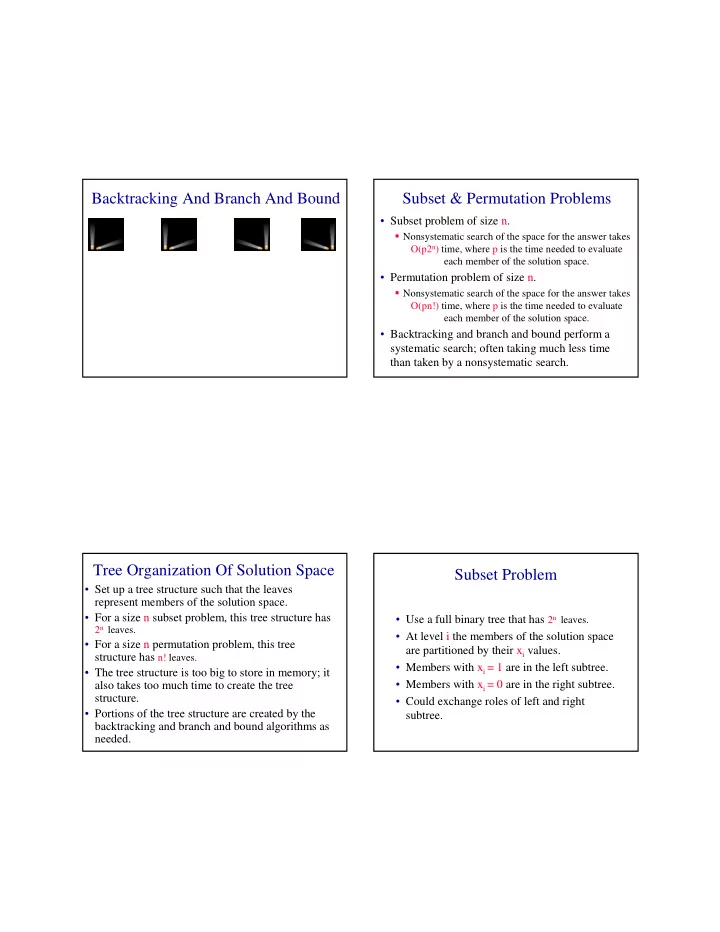 backtracking and branch and bound subset permutation