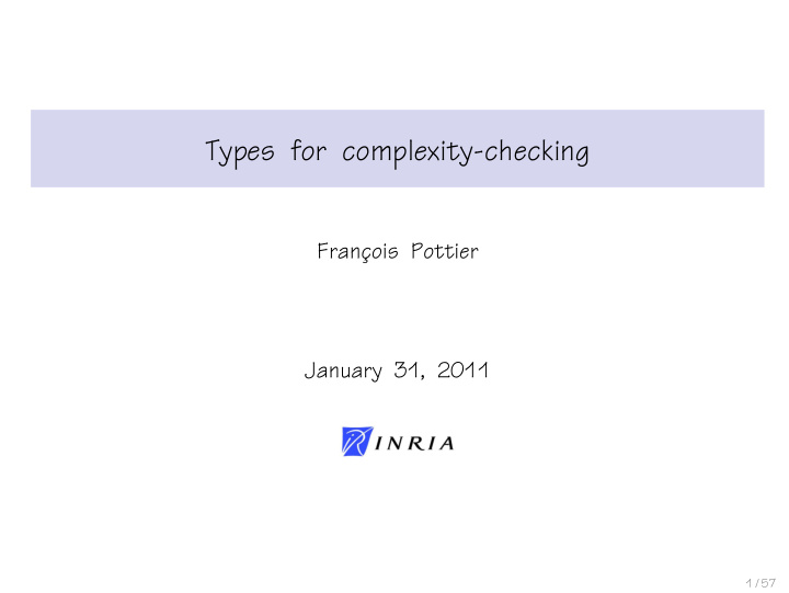 types for complexity checking