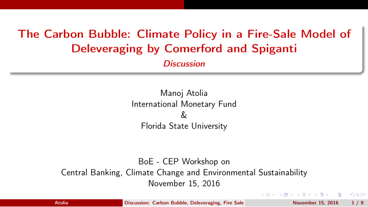 the carbon bubble climate policy in a fire sale model of