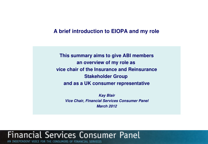 a brief introduction to eiopa and my role