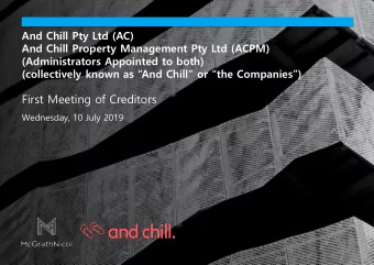 First Meeting of Creditors  Wednesday, 10 July 2019  Agenda  Meeting formalities    Purpose of