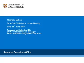 Research Operations Office  Introduction   Coordinators structure   Reminder of important
