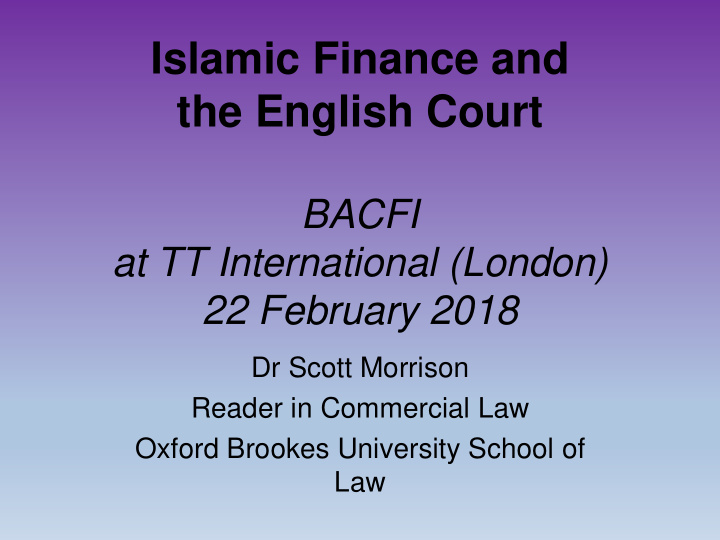 islamic finance and the english court