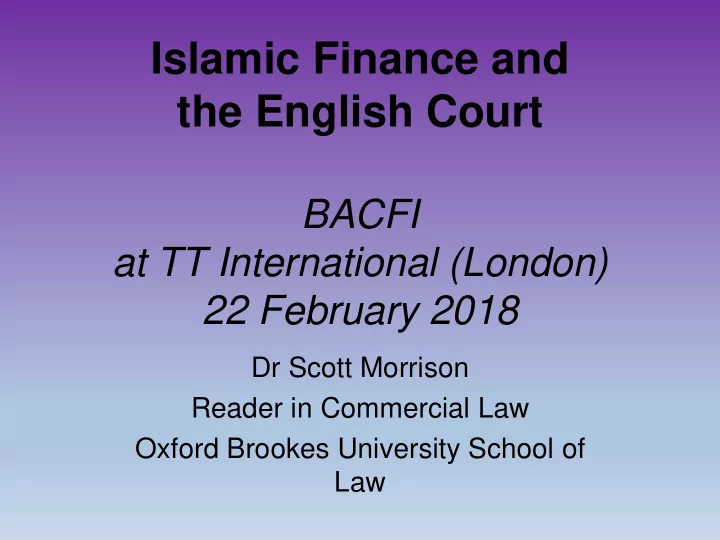 islamic finance and the english court