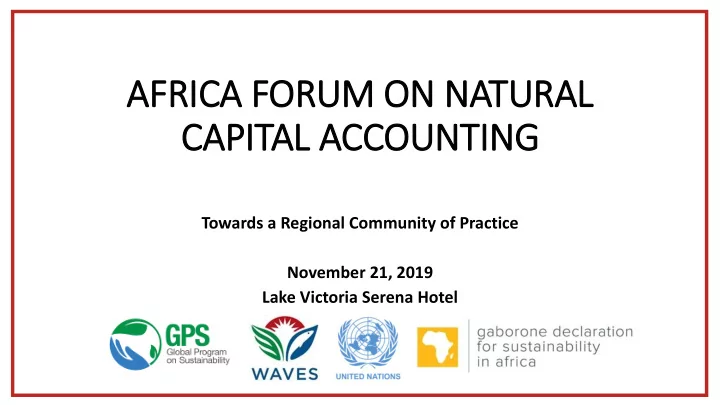 afric ica forum on natural