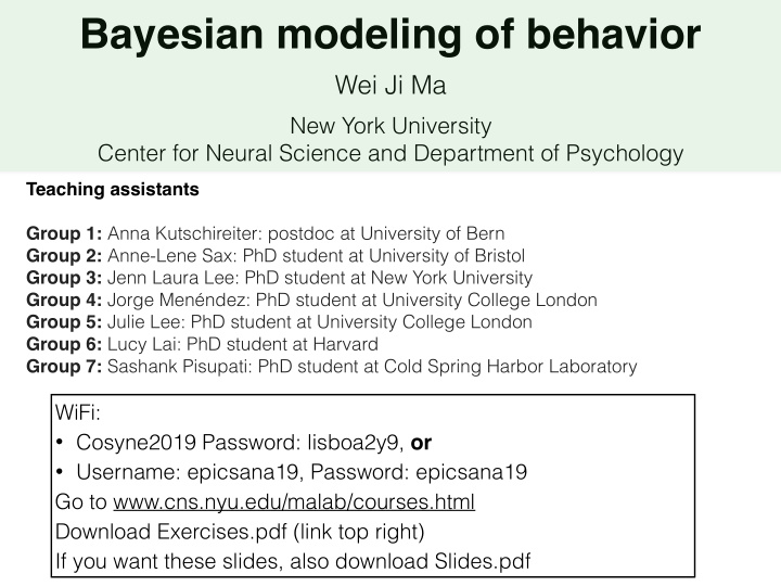 bayesian modeling of behavior