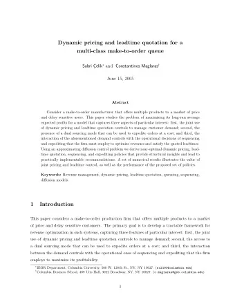 Dynamic pricing and leadtime quotation for a  multi-class make-to-order queue elik  and