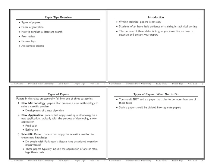 paper tips overview introduction writing technical papers