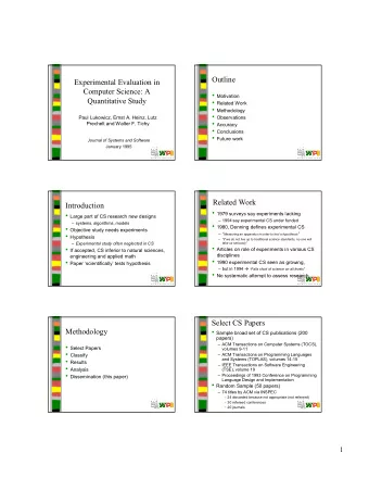 2XWOLQH  ([SHULPHQWDO(YDOXDWLRQLQ  &amp;RPSXWHU6FLHQFH$  0RWLYDWLRQ