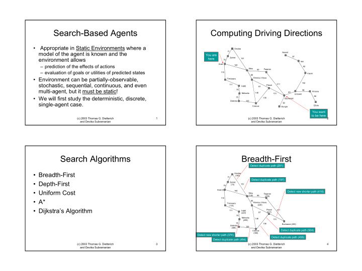 search based agents computing driving directions