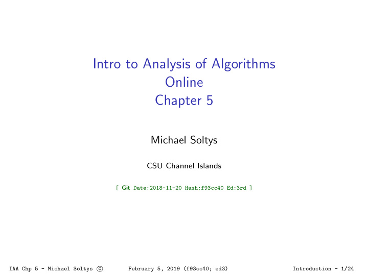 intro to analysis of algorithms online chapter 5