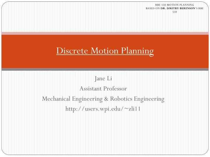 discrete motion planning