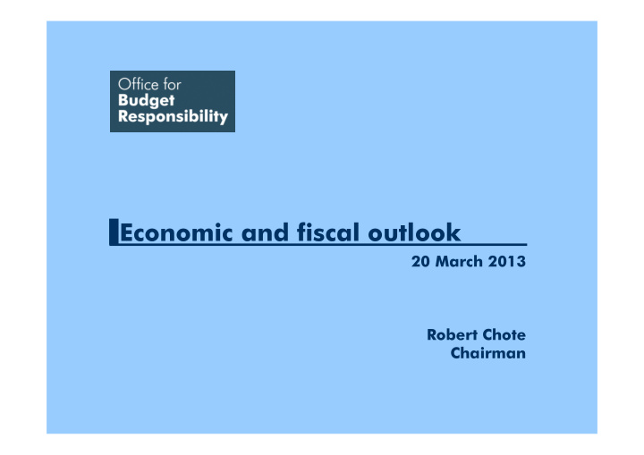 economic and fiscal outlook