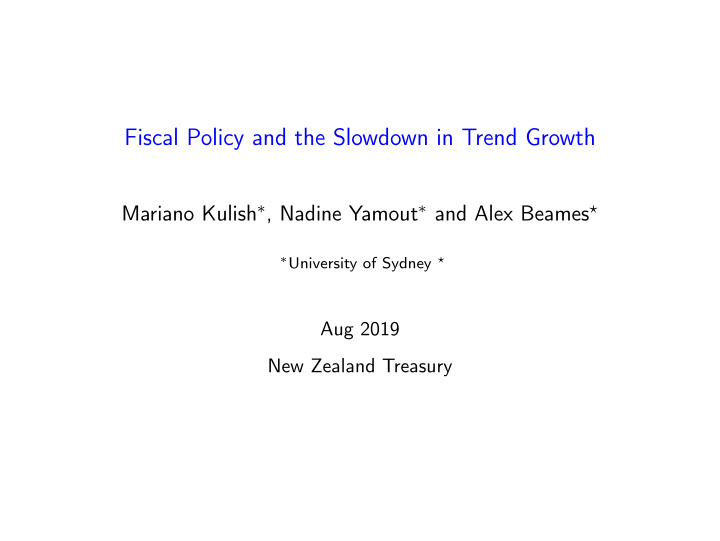 fiscal policy and the slowdown in trend growth