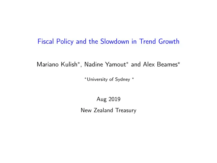 fiscal policy and the slowdown in trend growth