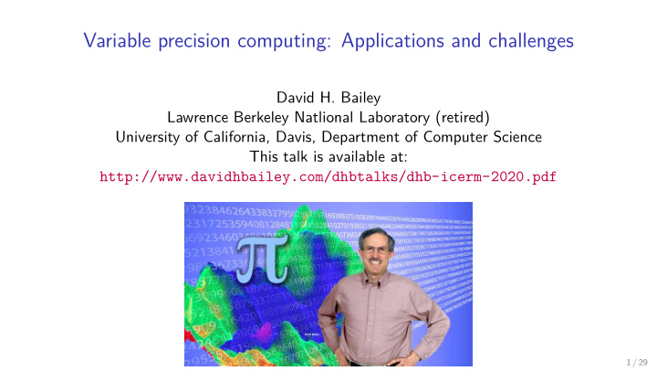 variable precision computing applications and challenges
